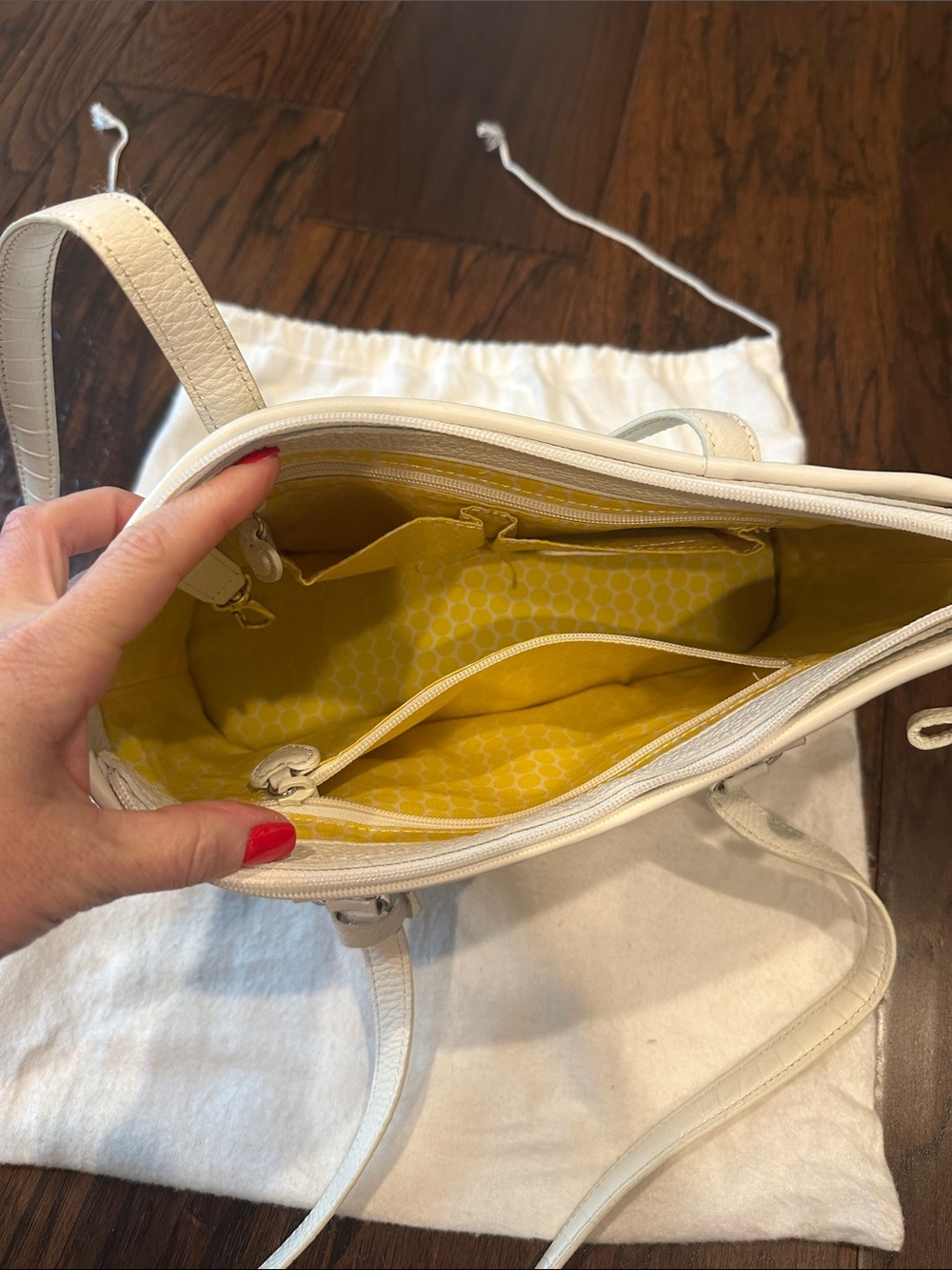 Brighton White Leather Tote with Multicolor Heart Details - Picture 2 of 3